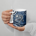 Personalized Geelong Cats Rugby Mascot Ceramic Mug Aboriginal Dot Art - Dreamtime Football Mascot