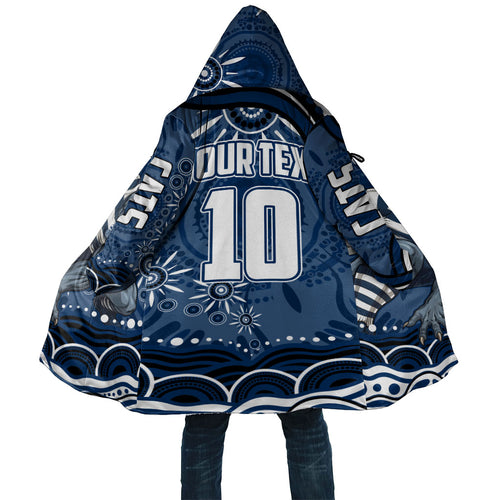 Personalized Geelong Cats Rugby Mascot Cloak Aboriginal Dot Art - Dreamtime Football Mascot