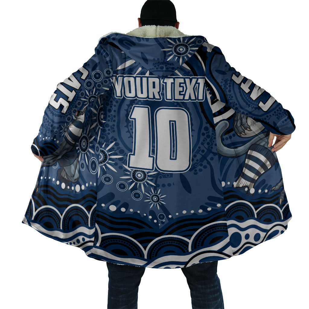 Personalized Geelong Cats Rugby Mascot Cloak Aboriginal Dot Art - Dreamtime Football Mascot