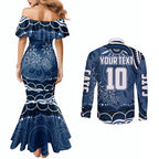Personalized Geelong Cats Rugby Mascot Couples Matching Mermaid Dress and Long Sleeve Button Shirt Aboriginal Dot Art - Dreamtime Football Mascot