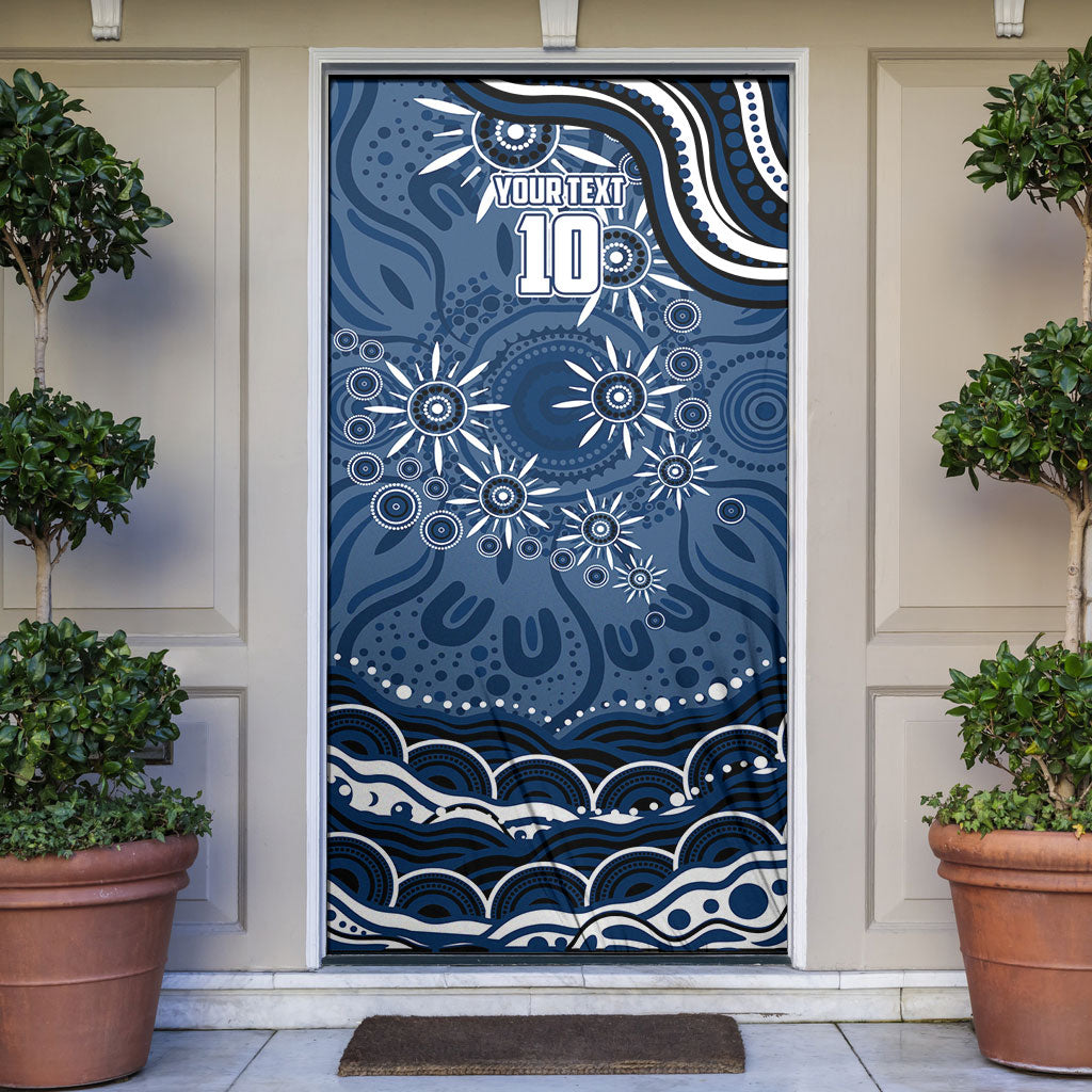 Personalized Geelong Cats Rugby Mascot Door Cover Aboriginal Dot Art - Dreamtime Football Mascot