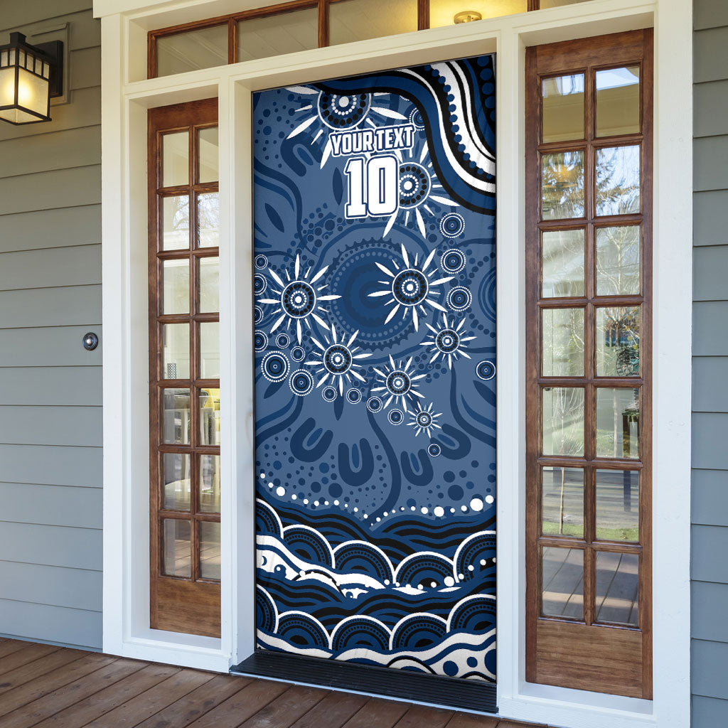 Personalized Geelong Cats Rugby Mascot Door Cover Aboriginal Dot Art - Dreamtime Football Mascot