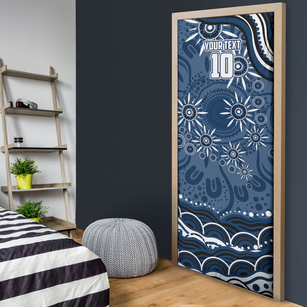 Personalized Geelong Cats Rugby Mascot Door Cover Aboriginal Dot Art - Dreamtime Football Mascot