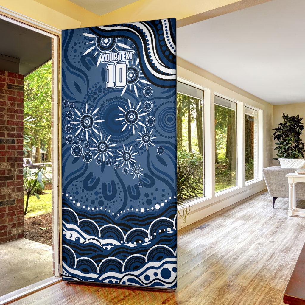 Personalized Geelong Cats Rugby Mascot Door Cover Aboriginal Dot Art - Dreamtime Football Mascot