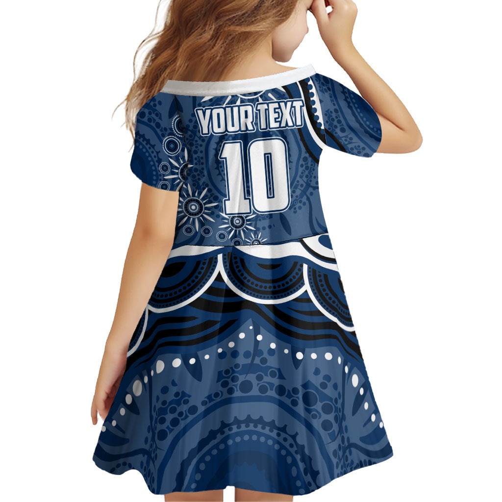 Personalized Geelong Cats Rugby Mascot Family Matching Tank Maxi Dress and Hawaiian Shirt Aboriginal Dot Art - Dreamtime Football Mascot