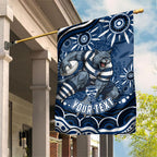 Personalized Geelong Cats Rugby Mascot Garden Flag Aboriginal Dot Art - Dreamtime Football Mascot