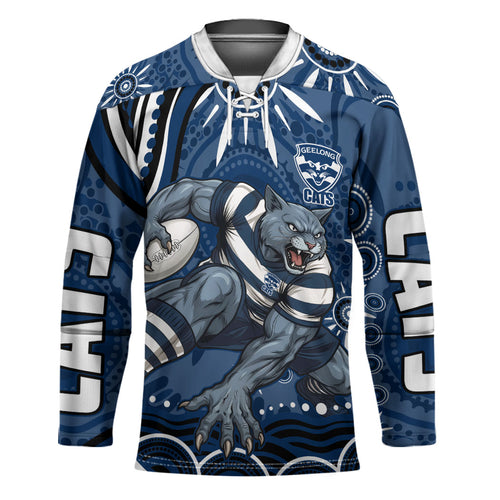 Personalized Geelong Cats Rugby Mascot Hockey Jersey Aboriginal Dot Art - Dreamtime Football Mascot