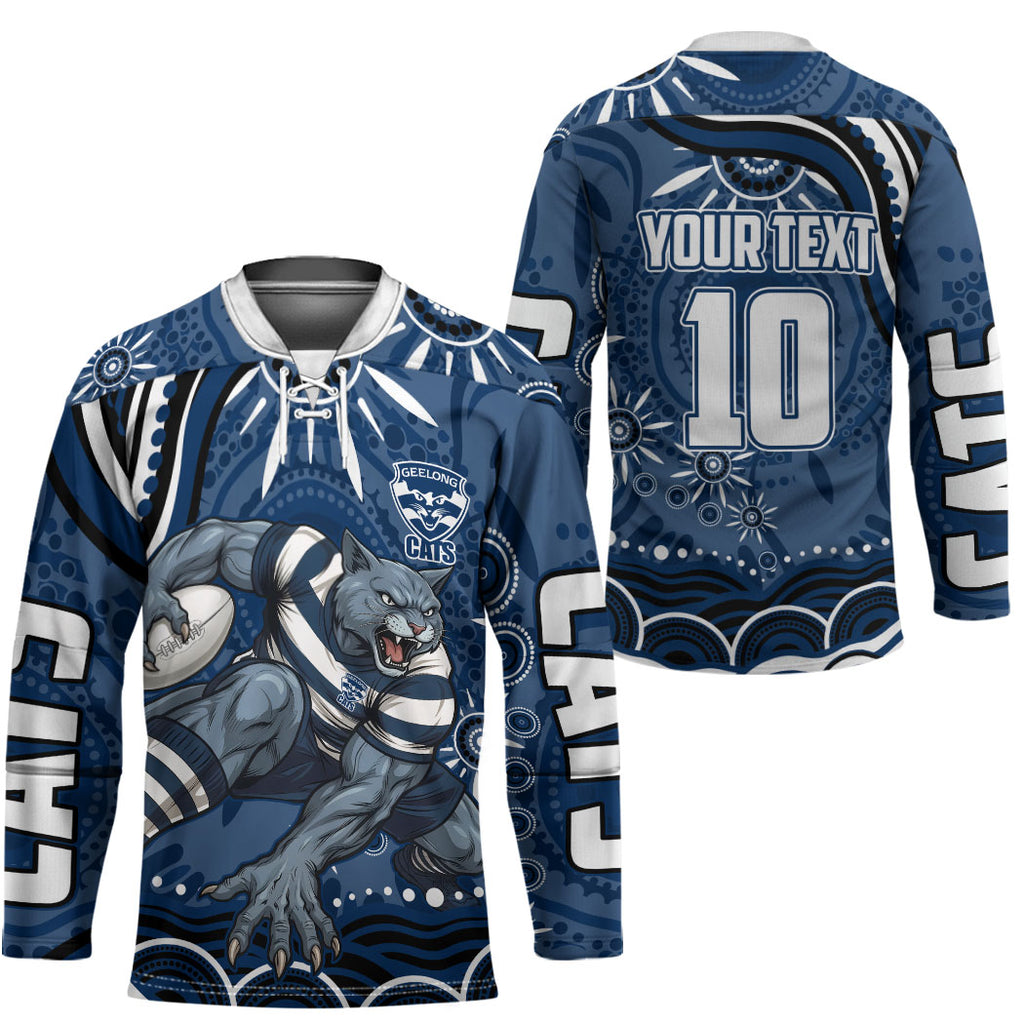 Personalized Geelong Cats Rugby Mascot Hockey Jersey Aboriginal Dot Art - Dreamtime Football Mascot