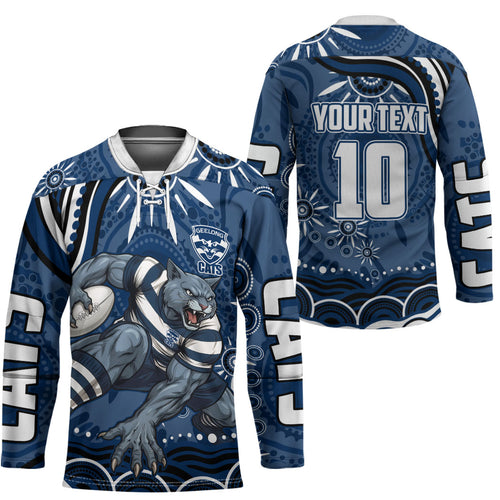 Personalized Geelong Cats Rugby Mascot Hockey Jersey Aboriginal Dot Art - Dreamtime Football Mascot