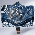 Personalized Geelong Cats Rugby Mascot Hooded Blanket Aboriginal Dot Art - Dreamtime Football Mascot