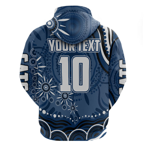 Personalized Geelong Cats Rugby Mascot Hoodie Aboriginal Dot Art - Dreamtime Football Mascot
