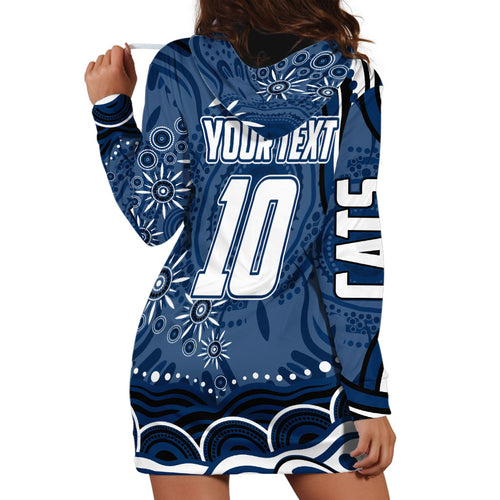 Personalized Geelong Cats Rugby Mascot Hoodie Dress Aboriginal Dot Art - Dreamtime Football Mascot
