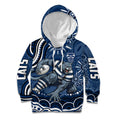 Personalized Geelong Cats Rugby Mascot Kid Hoodie Aboriginal Dot Art - Dreamtime Football Mascot