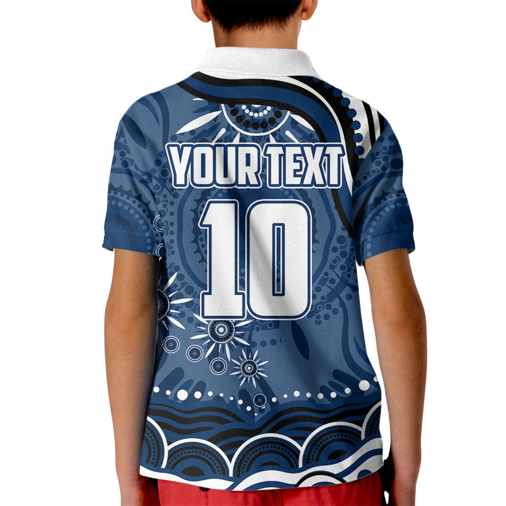 Personalized Geelong Cats Rugby Mascot Kid Polo Shirt Aboriginal Dot Art - Dreamtime Football Mascot