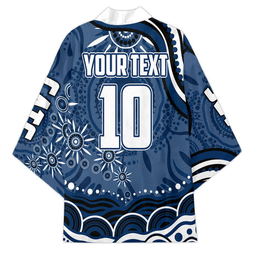 Personalized Geelong Cats Rugby Mascot Kimono Aboriginal Dot Art - Dreamtime Football Mascot