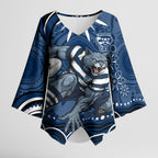 Personalized Geelong Cats Rugby Mascot Kimono Sleeve Blouse Aboriginal Dot Art - Dreamtime Football Mascot