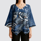 Personalized Geelong Cats Rugby Mascot Kimono Sleeve Blouse Aboriginal Dot Art - Dreamtime Football Mascot