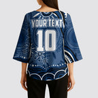 Personalized Geelong Cats Rugby Mascot Kimono Sleeve Blouse Aboriginal Dot Art - Dreamtime Football Mascot
