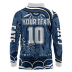 Personalized Geelong Cats Rugby Mascot Long Sleeve Polo Shirt Aboriginal Dot Art - Dreamtime Football Mascot