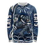 Personalized Geelong Cats Rugby Mascot Long Sleeve Shirt Aboriginal Dot Art - Dreamtime Football Mascot