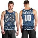 Personalized Geelong Cats Rugby Mascot Men Tank Top Aboriginal Dot Art - Dreamtime Football Mascot