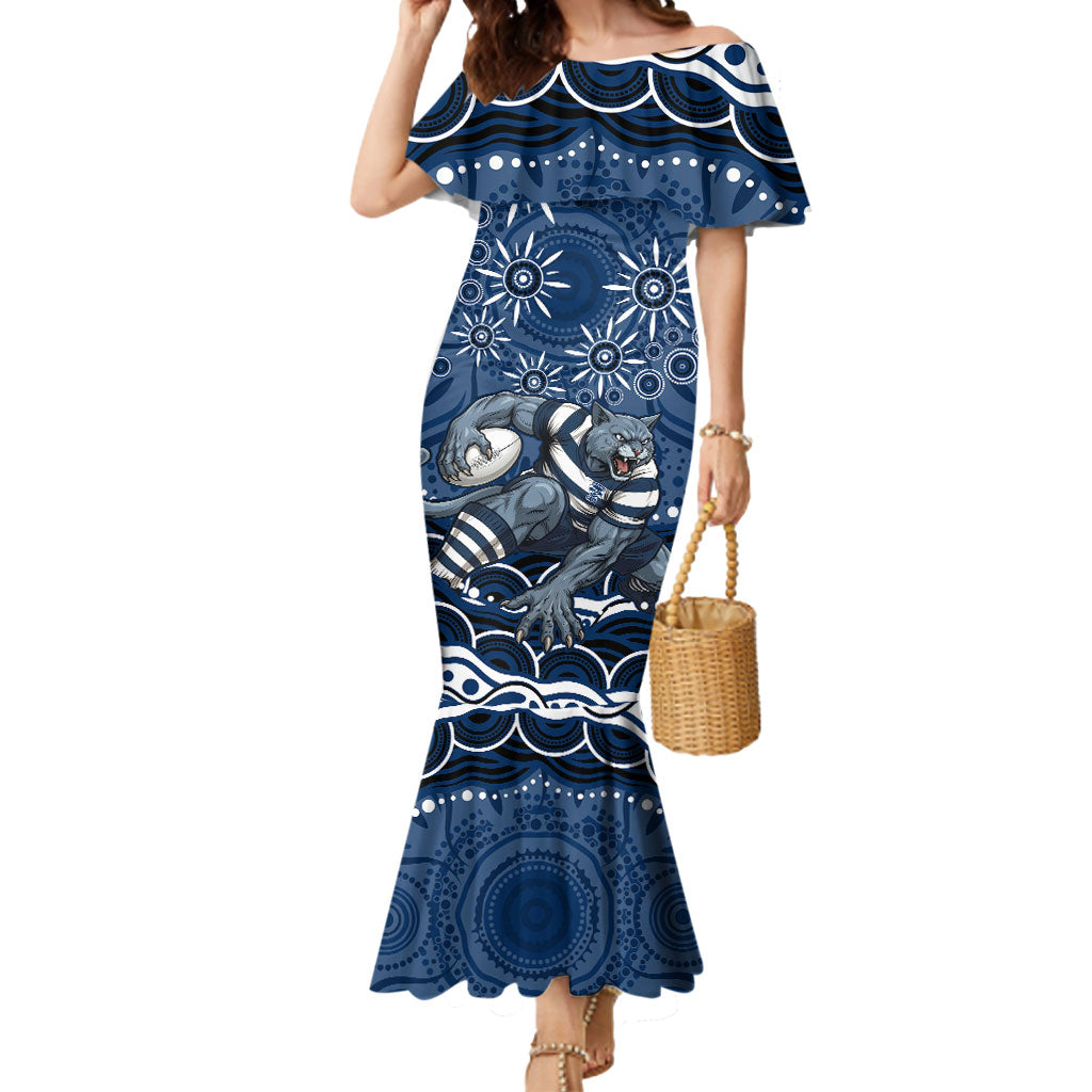 Personalized Geelong Cats Rugby Mascot Mermaid Dress Aboriginal Dot Art - Dreamtime Football Mascot