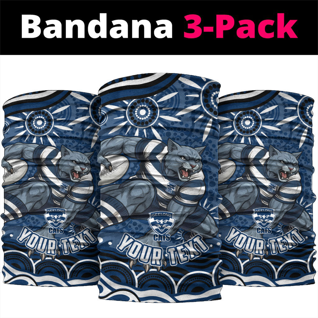 Personalized Geelong Cats Rugby Mascot Neck Gaiter Aboriginal Dot Art - Dreamtime Football Mascot