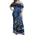 Personalized Geelong Cats Rugby Mascot Off Shoulder Maxi Dress Aboriginal Dot Art - Dreamtime Football Mascot