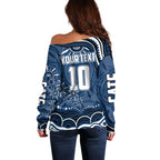 Personalized Geelong Cats Rugby Mascot Off Shoulder Sweater Aboriginal Dot Art - Dreamtime Football Mascot