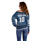 Personalized Geelong Cats Rugby Mascot Off Shoulder Sweater Aboriginal Dot Art - Dreamtime Football Mascot
