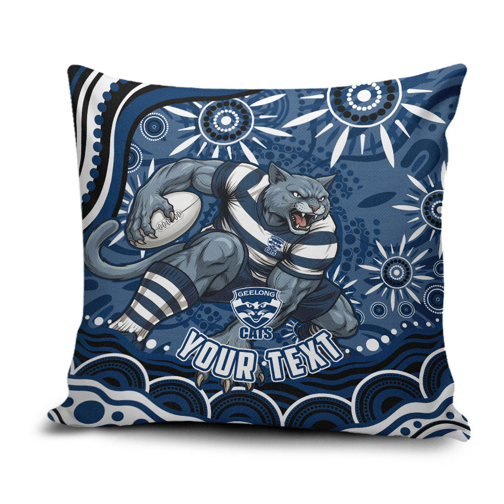 Personalized Geelong Cats Rugby Mascot Pillow Cover Aboriginal Dot Art - Dreamtime Football Mascot