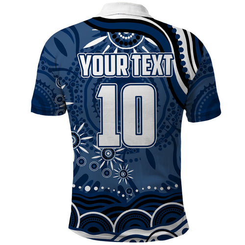 Personalized Geelong Cats Rugby Mascot Polo Shirt Aboriginal Dot Art - Dreamtime Football Mascot