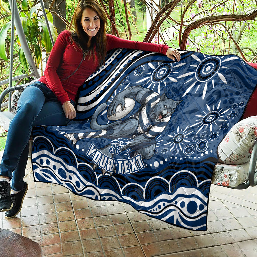 Personalized Geelong Cats Rugby Mascot Quilt Aboriginal Dot Art - Dreamtime Football Mascot