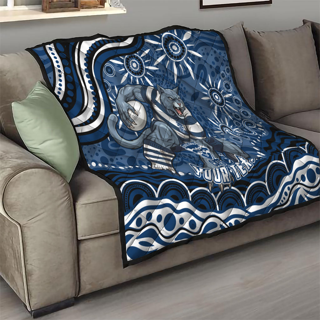 Personalized Geelong Cats Rugby Mascot Quilt Aboriginal Dot Art - Dreamtime Football Mascot