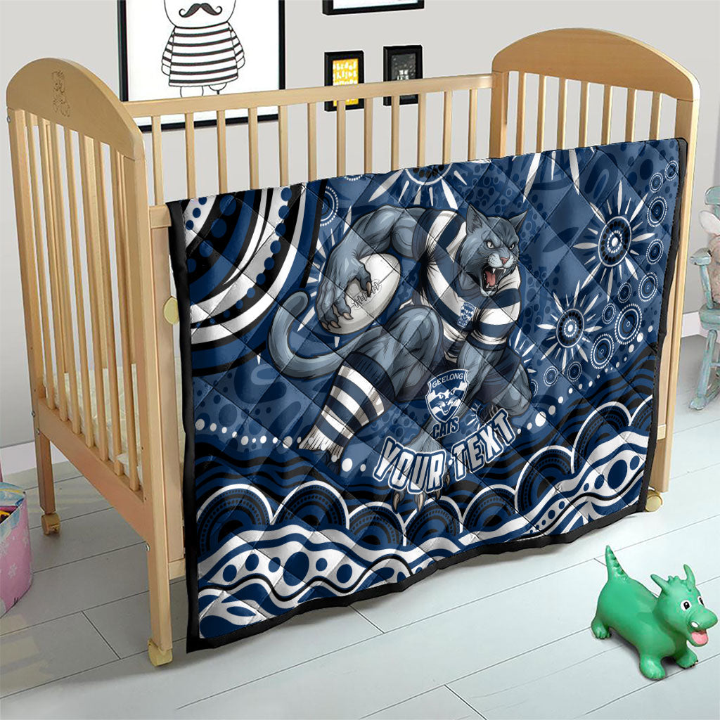 Personalized Geelong Cats Rugby Mascot Quilt Aboriginal Dot Art - Dreamtime Football Mascot