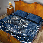 Personalized Geelong Cats Rugby Mascot Quilt Bed Set Aboriginal Dot Art - Dreamtime Football Mascot