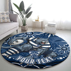 Personalized Geelong Cats Rugby Mascot Round Carpet Aboriginal Dot Art - Dreamtime Football Mascot