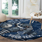 Personalized Geelong Cats Rugby Mascot Round Carpet Aboriginal Dot Art - Dreamtime Football Mascot