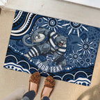 Personalized Geelong Cats Rugby Mascot Rubber Doormat Aboriginal Dot Art - Dreamtime Football Mascot