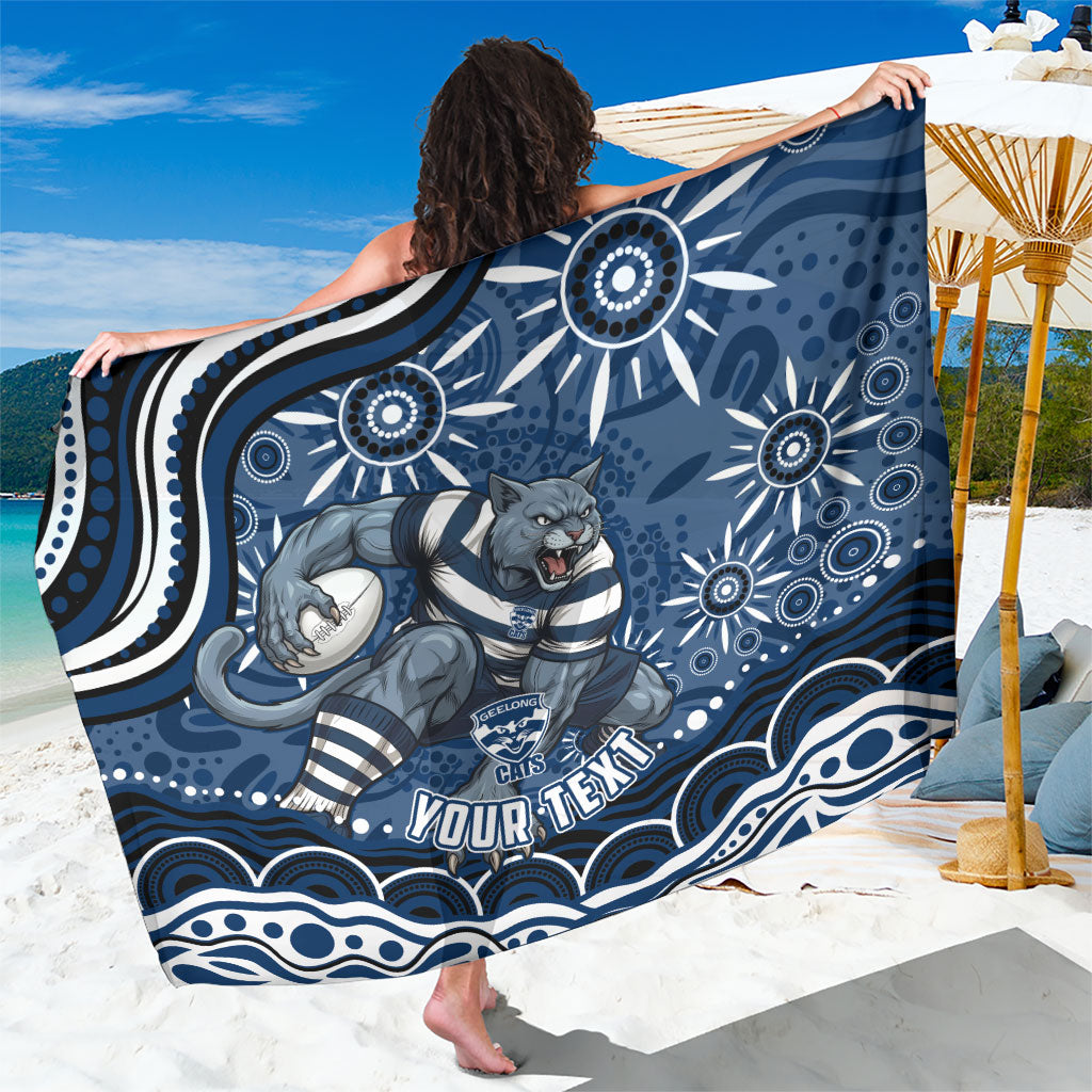 Personalized Geelong Cats Rugby Mascot Sarong Aboriginal Dot Art - Dreamtime Football Mascot
