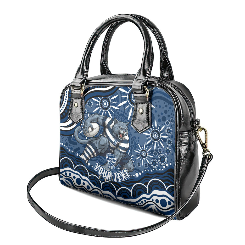 Personalized Geelong Cats Rugby Mascot Shoulder Handbag Aboriginal Dot Art - Dreamtime Football Mascot