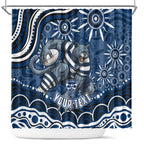 Personalized Geelong Cats Rugby Mascot Shower Curtain Aboriginal Dot Art - Dreamtime Football Mascot