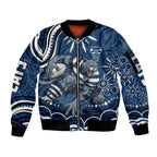 Personalized Geelong Cats Rugby Mascot Sleeve Zip Bomber Jacket Aboriginal Dot Art - Dreamtime Football Mascot