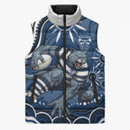 Personalized Geelong Cats Rugby Mascot Sleeveless Puffer Jacket Aboriginal Dot Art - Dreamtime Football Mascot