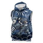 Personalized Geelong Cats Rugby Mascot Sleeveless Zip Hoodie Aboriginal Dot Art - Dreamtime Football Mascot