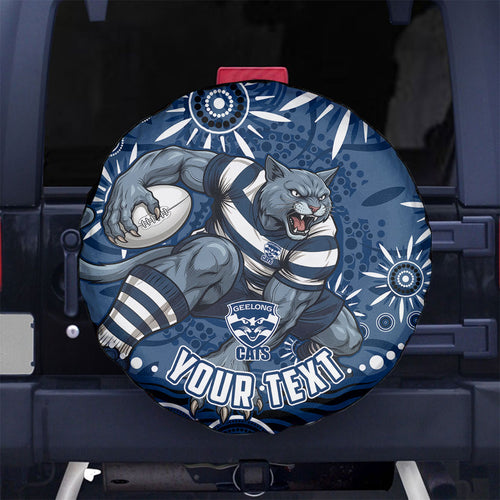 Personalized Geelong Cats Rugby Mascot Spare Tire Cover Aboriginal Dot Art - Dreamtime Football Mascot