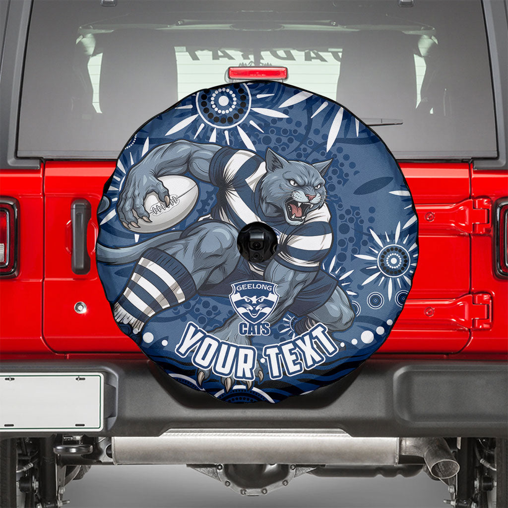 Personalized Geelong Cats Rugby Mascot Spare Tire Cover Aboriginal Dot Art - Dreamtime Football Mascot