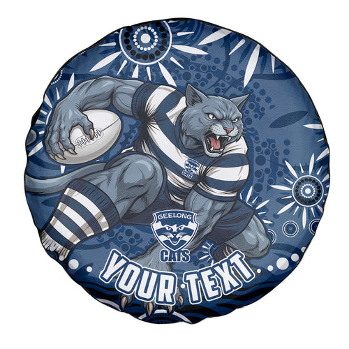 Personalized Geelong Cats Rugby Mascot Spare Tire Cover Aboriginal Dot Art - Dreamtime Football Mascot