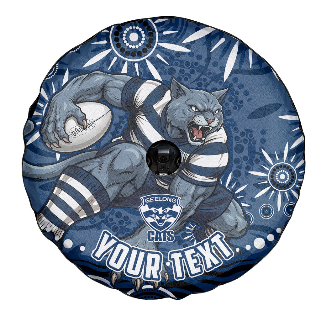 Personalized Geelong Cats Rugby Mascot Spare Tire Cover Aboriginal Dot Art - Dreamtime Football Mascot