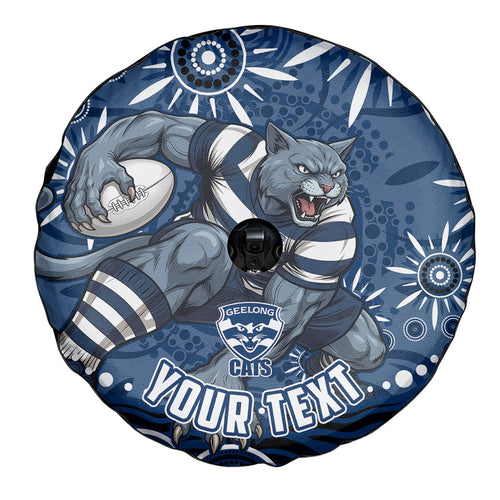 Personalized Geelong Cats Rugby Mascot Spare Tire Cover Aboriginal Dot Art - Dreamtime Football Mascot